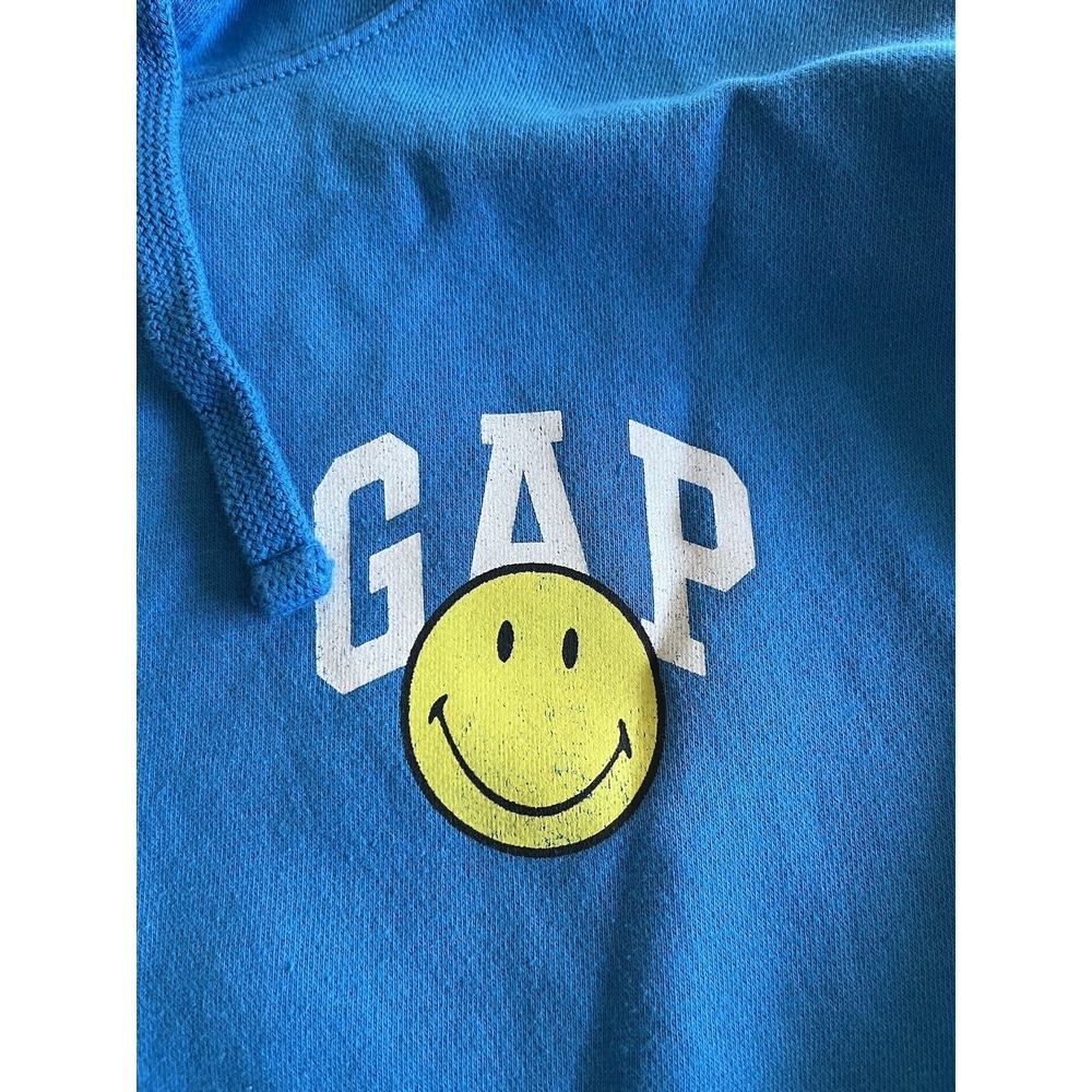 GAP x Smiley Vintage Soft Logo Hoodie Blue Sz M Medium Limited Edition - Picture 2 of 10